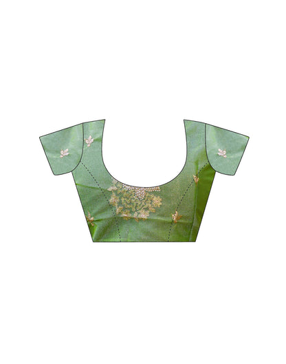 Mehandi Green Shimmer Embroidery Saree