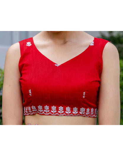 Red Georgette Printed Saree