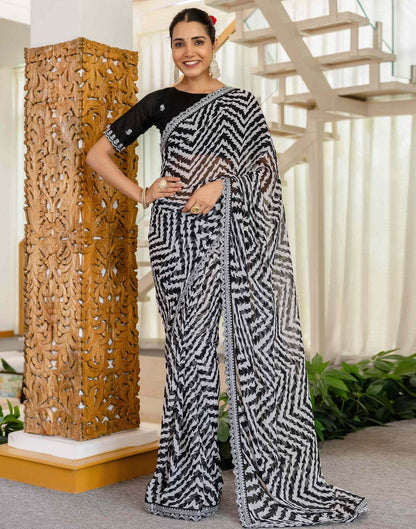 Black Georgette Printed Saree