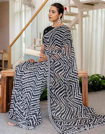 Black Georgette Printed Saree