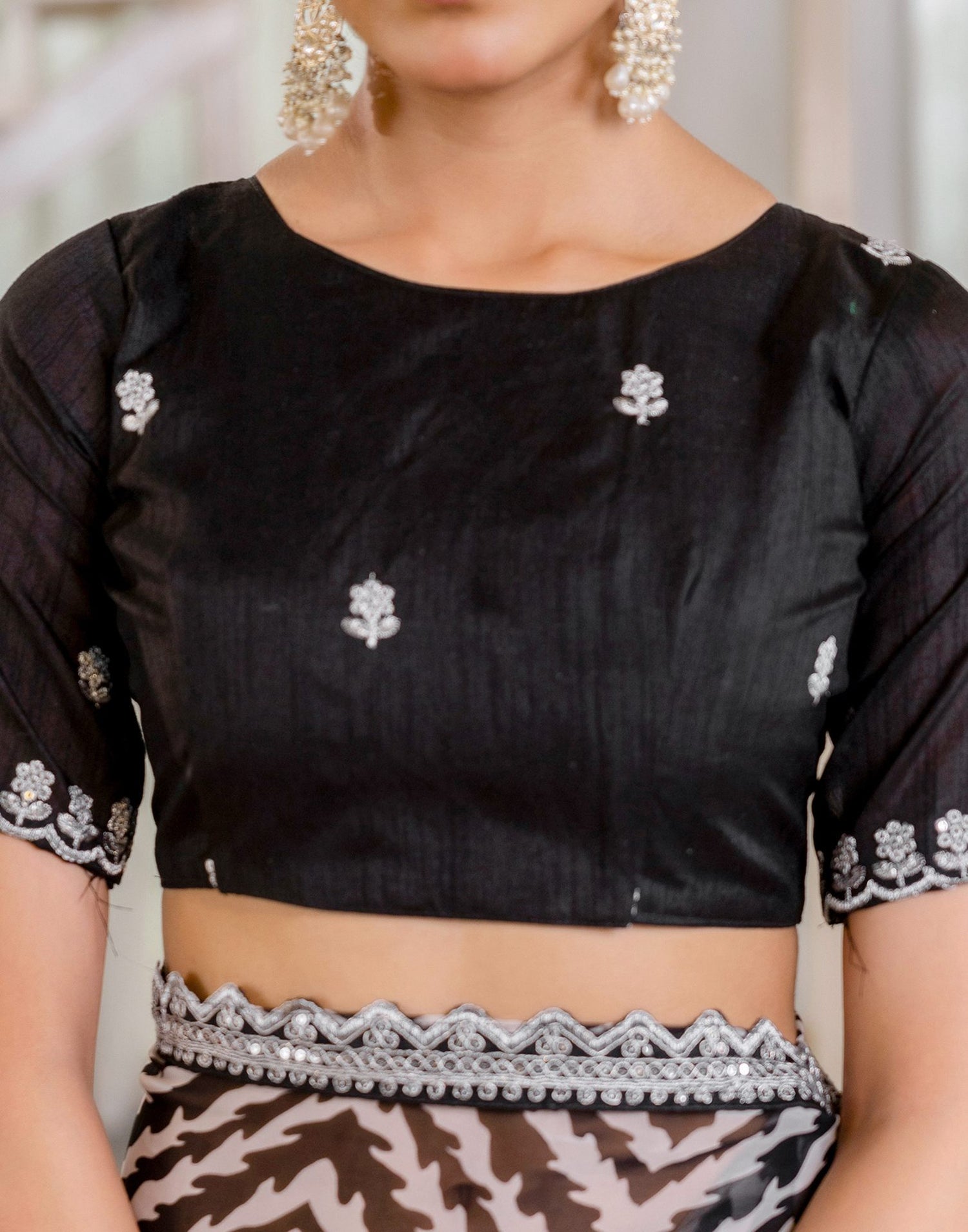 Black Georgette Printed Saree