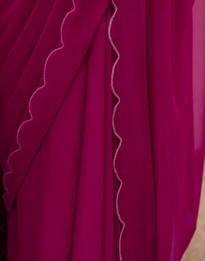 Rani Pink Georgette Dyed Plain Saree