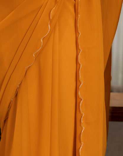 Mustard Yellow Georgette Dyed Plain Saree