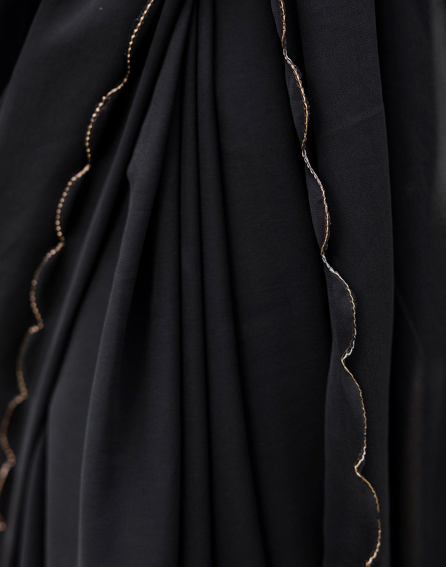 Black Georgette Dyed Plain Saree