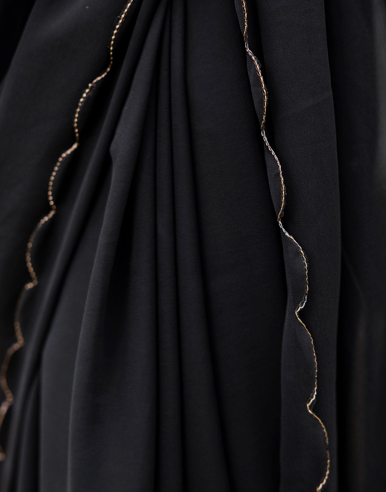 Black Georgette Dyed Plain Saree