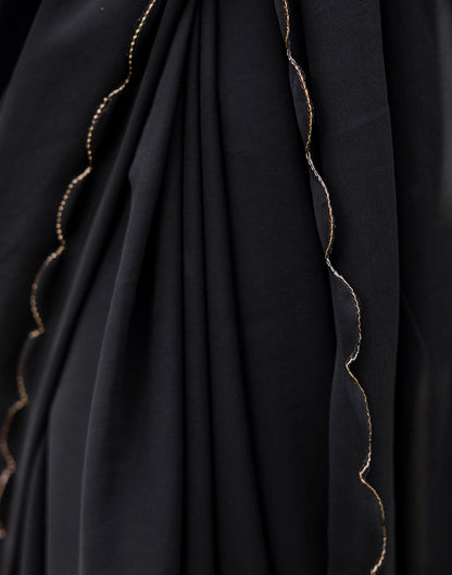 Black Georgette Dyed Plain Saree