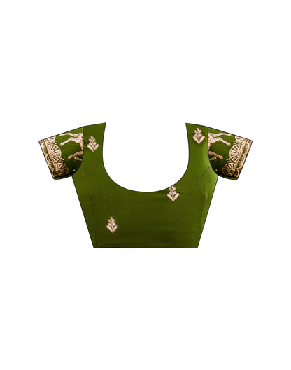 Mehandi Green Georgette Dyed Plain Saree