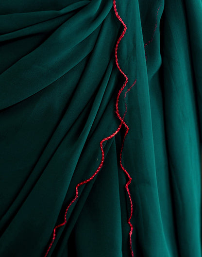 Rama Green Georgette Dyed Plain Saree