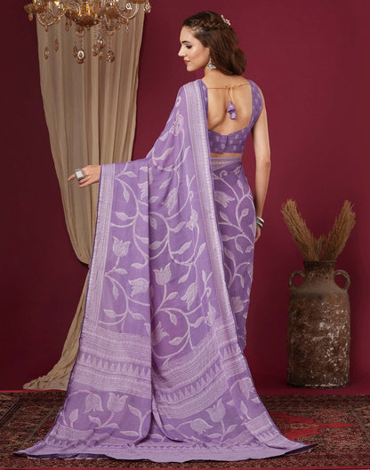 Dusty Lavender Georgette Printed Saree