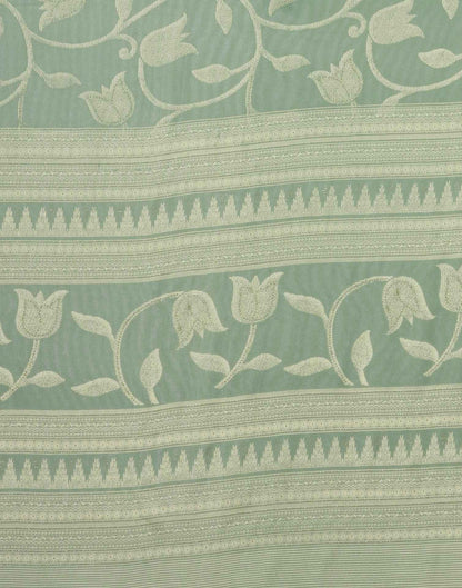 Sea Green Georgette Printed Saree