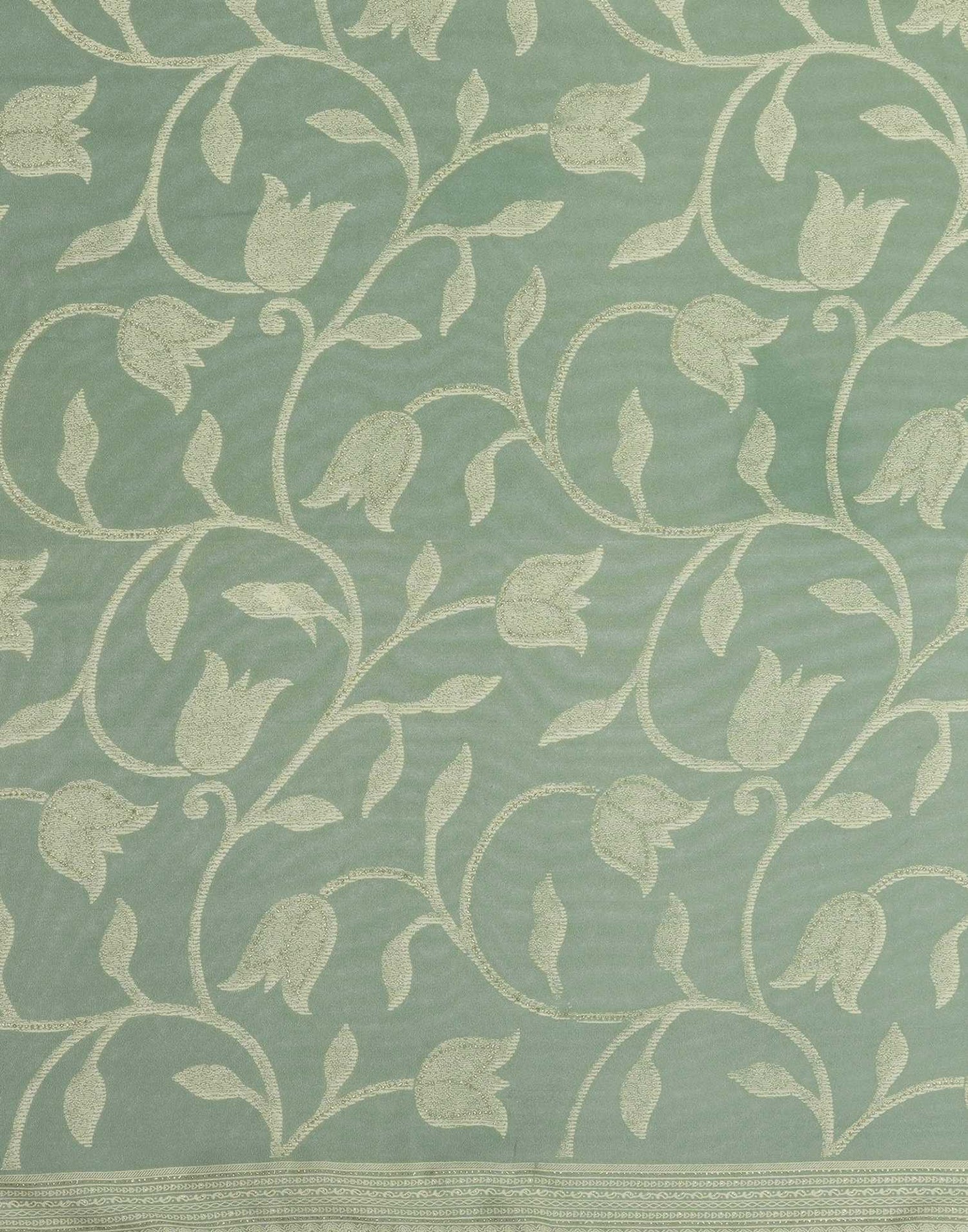 Sea Green Georgette Printed Saree
