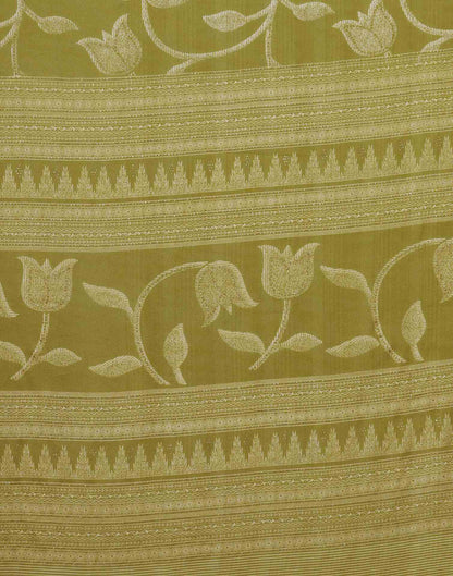 Dusty Green Georgette Printed Saree
