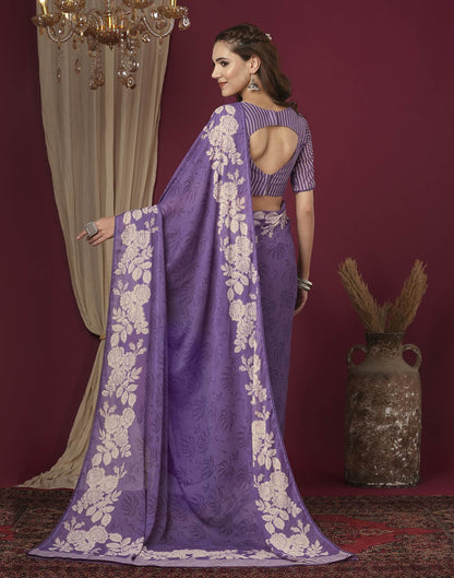 Purple Georgette Printed Saree