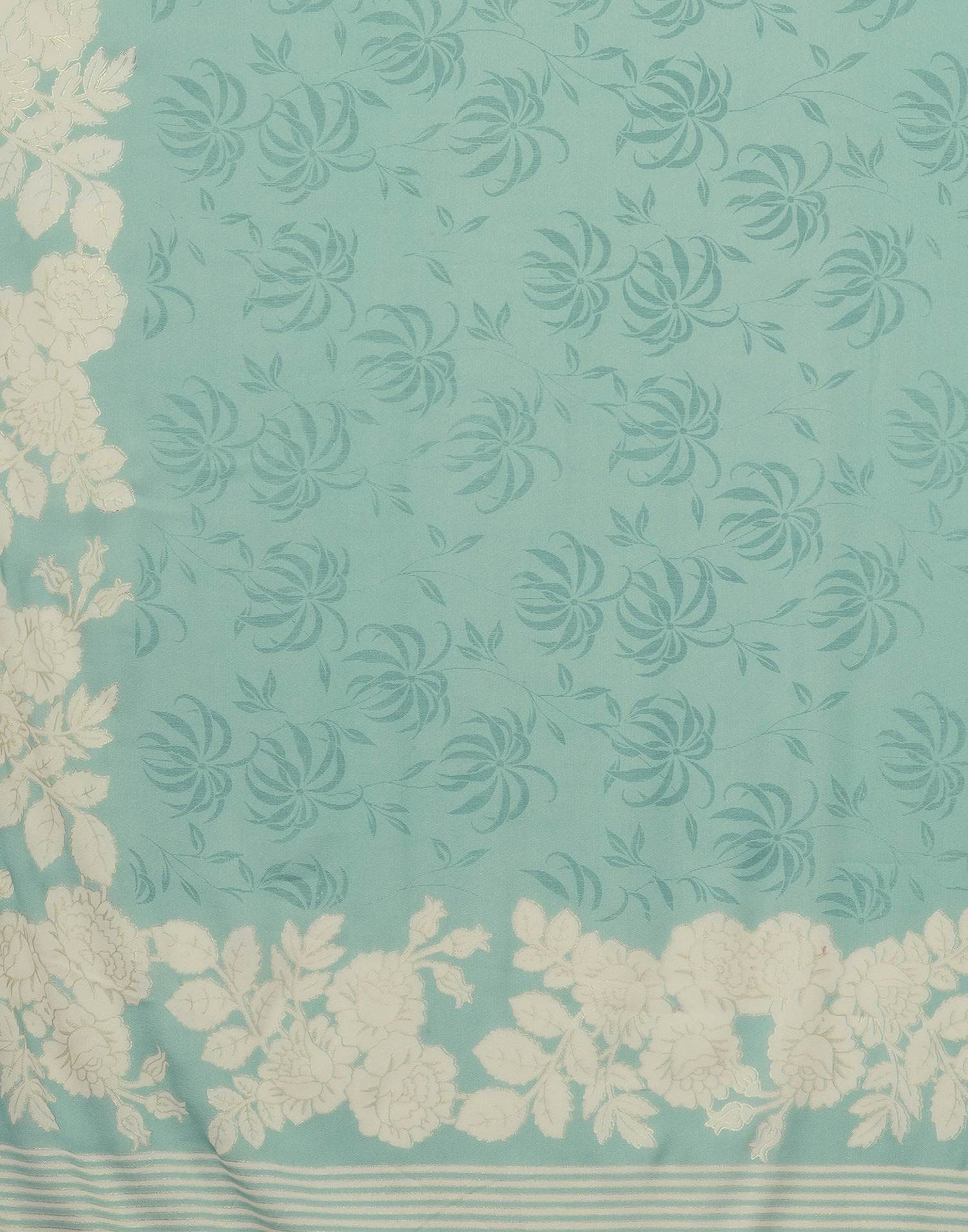Light Teal Green Georgette Printed Saree