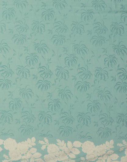 Light Teal Green Georgette Printed Saree