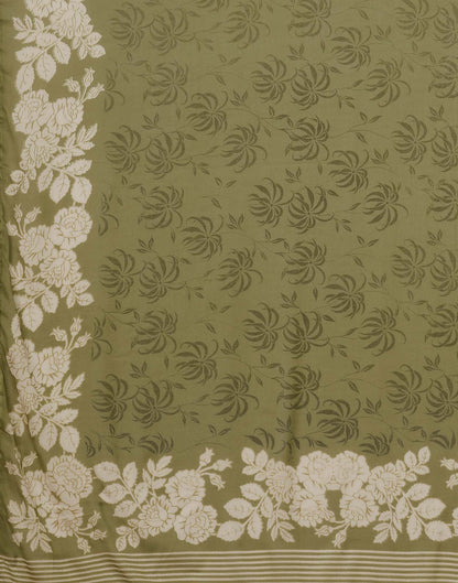 Dusty Green Georgette Printed Saree