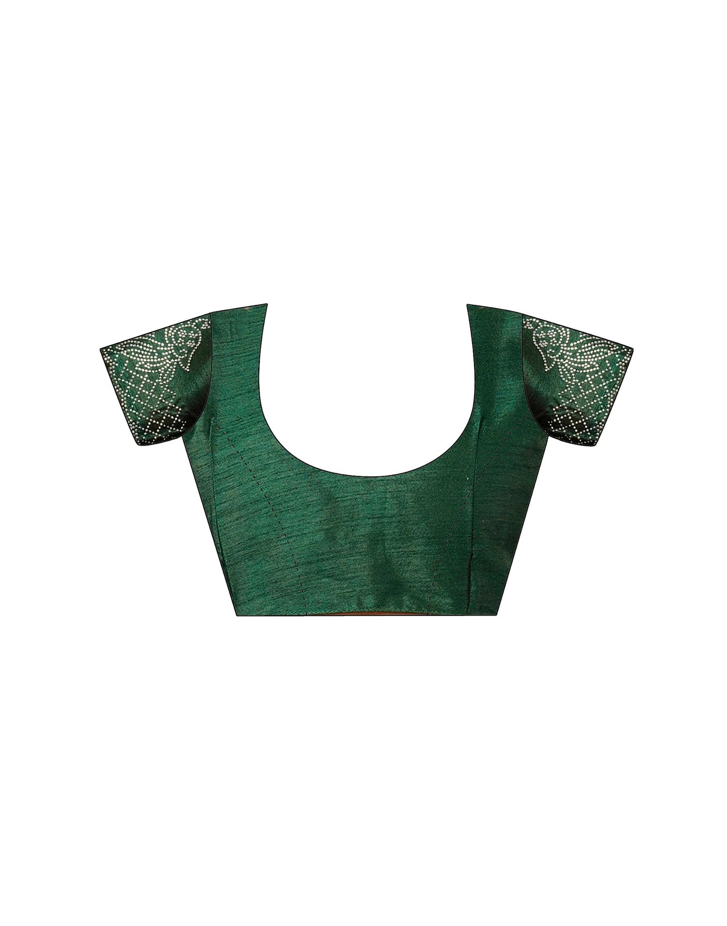 Dark Green Georgette Stone Work Swarovski Saree
