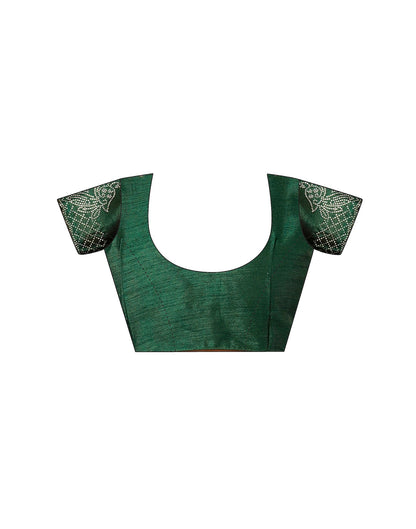 Dark Green Georgette Stone Work Swarovski Saree