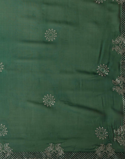 Dark Green Georgette Stone Work Swarovski Saree
