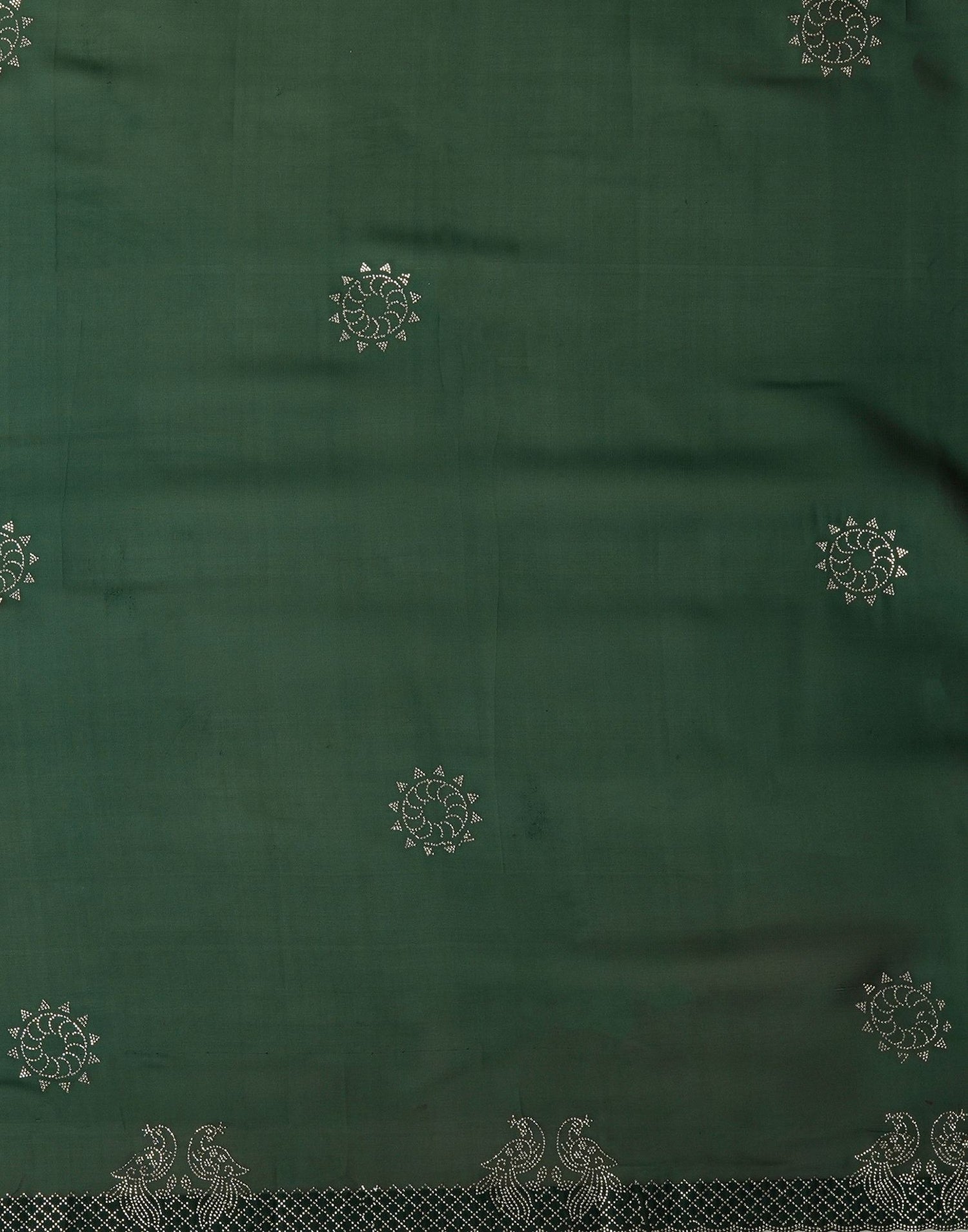 Dark Green Georgette Stone Work Swarovski Saree