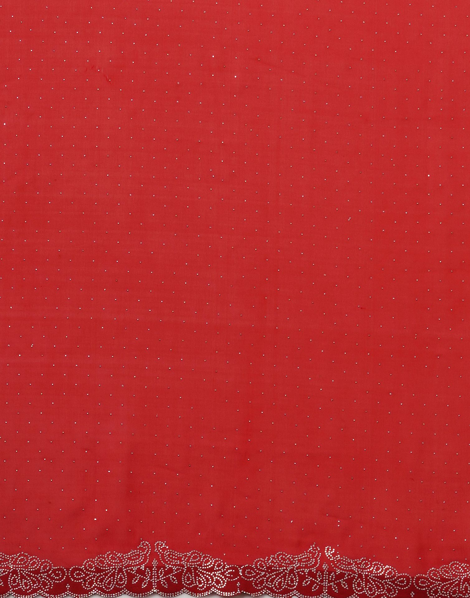 Red Georgette Stone Work Swarovski Saree