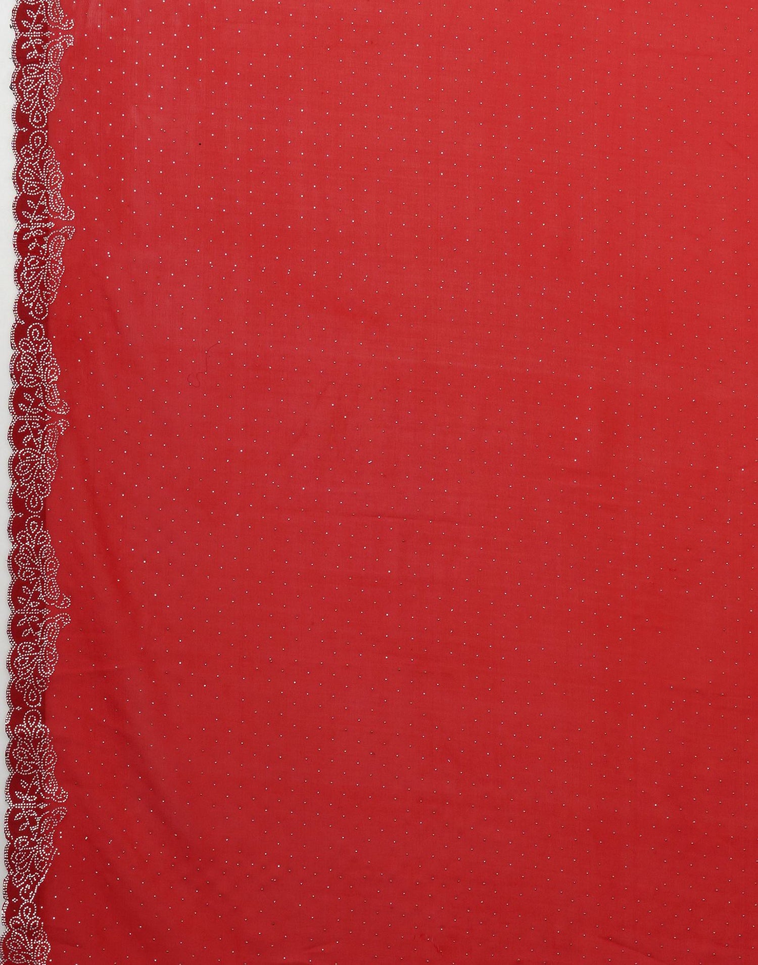Red Georgette Stone Work Swarovski Saree