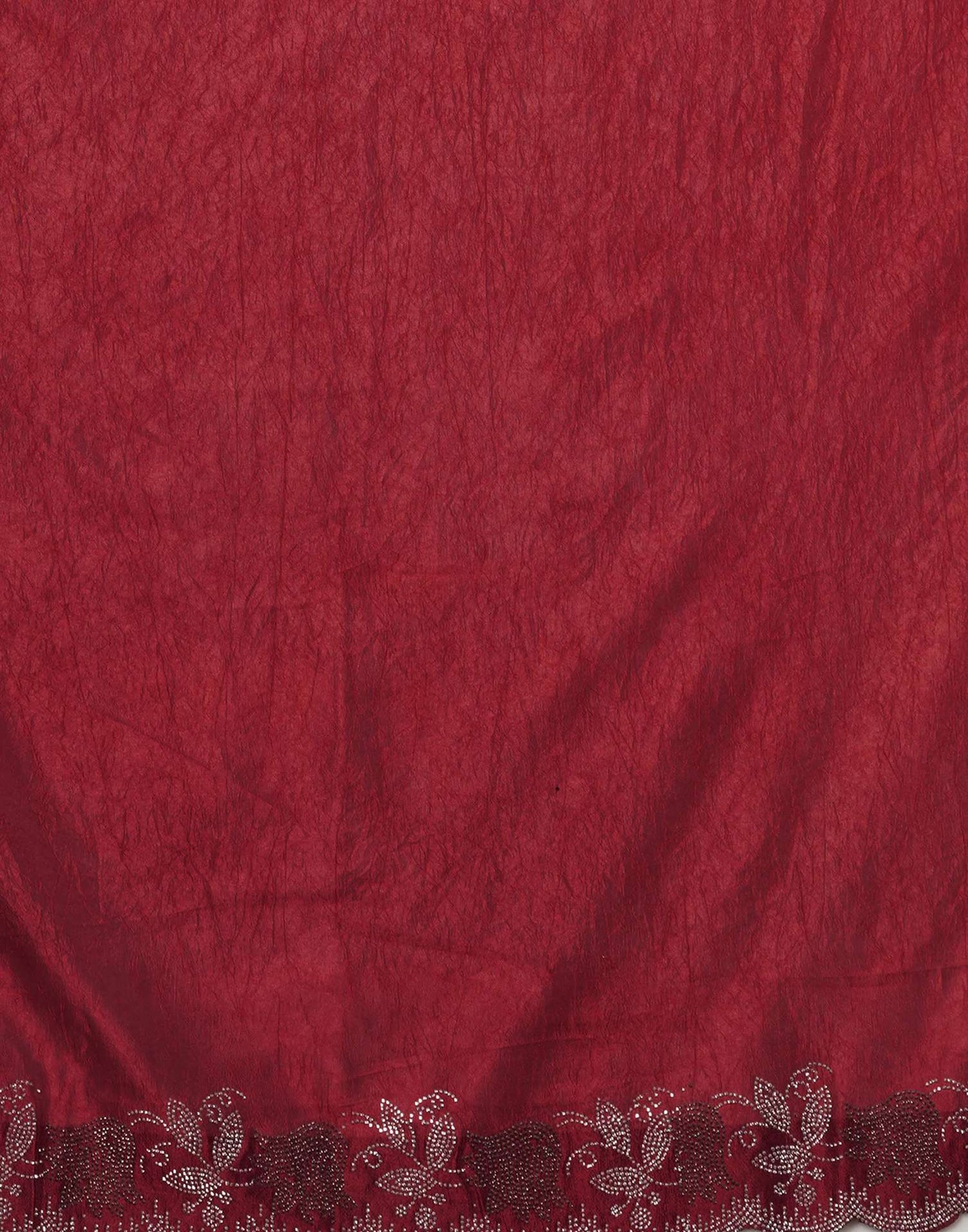 Dark Pink Chinnon Stone Work Swarovski Saree