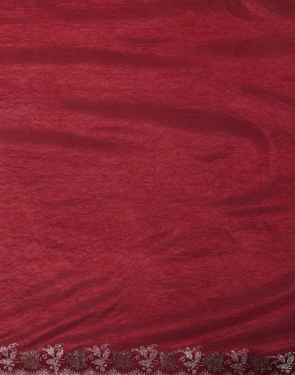 Dark Pink Chinnon Stone Work Swarovski Saree