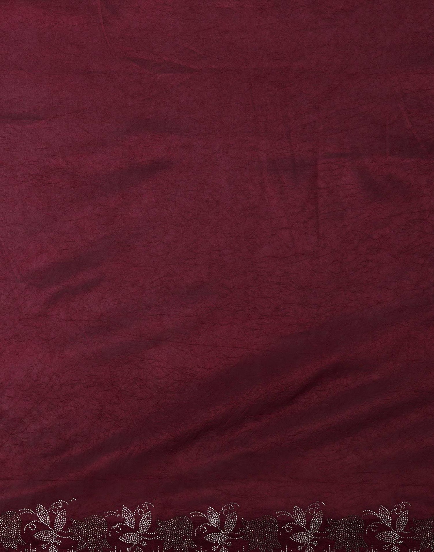 Wine Chinnon Stone Work Swarovski Saree