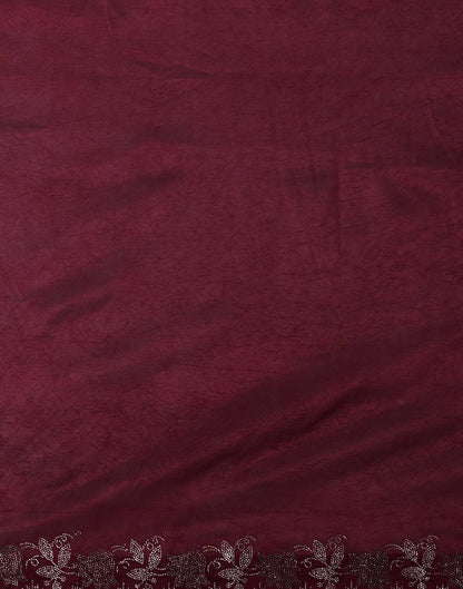 Wine Chinnon Stone Work Swarovski Saree