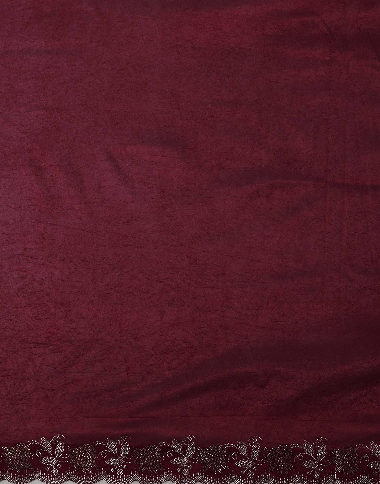 Wine Chinnon Stone Work Swarovski Saree