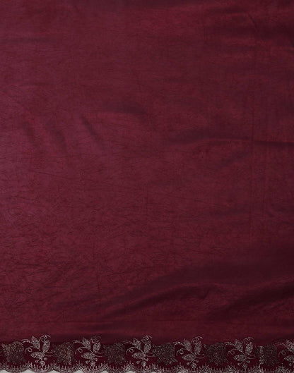 Wine Chinnon Stone Work Swarovski Saree