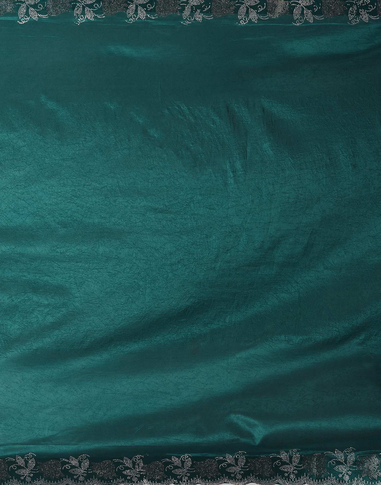 Teal Blue Chinnon Stone Work Swarovski Saree