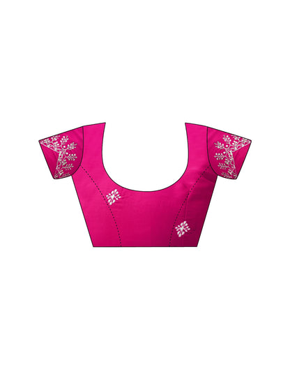 Dark Pink Tissue Silk Sequence Embroidery Saree