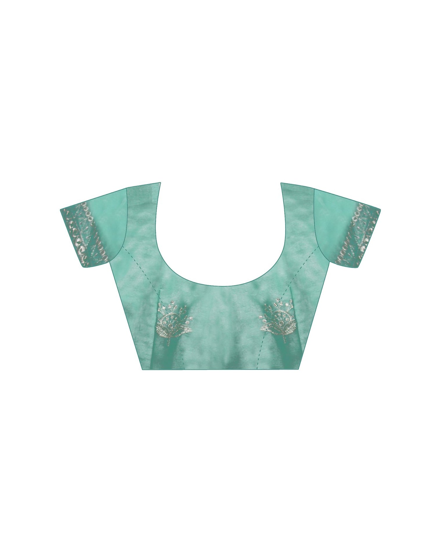 Sea Green Tissue Silk Embroidery Saree