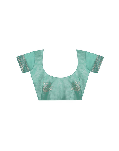 Sea Green Tissue Silk Embroidery Saree