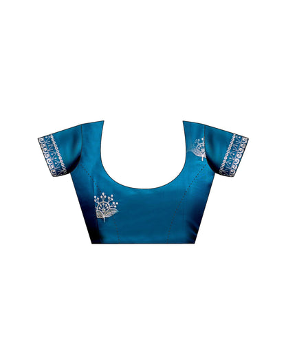 Peacock Blue Tissue Silk Sequence Embroidery Saree