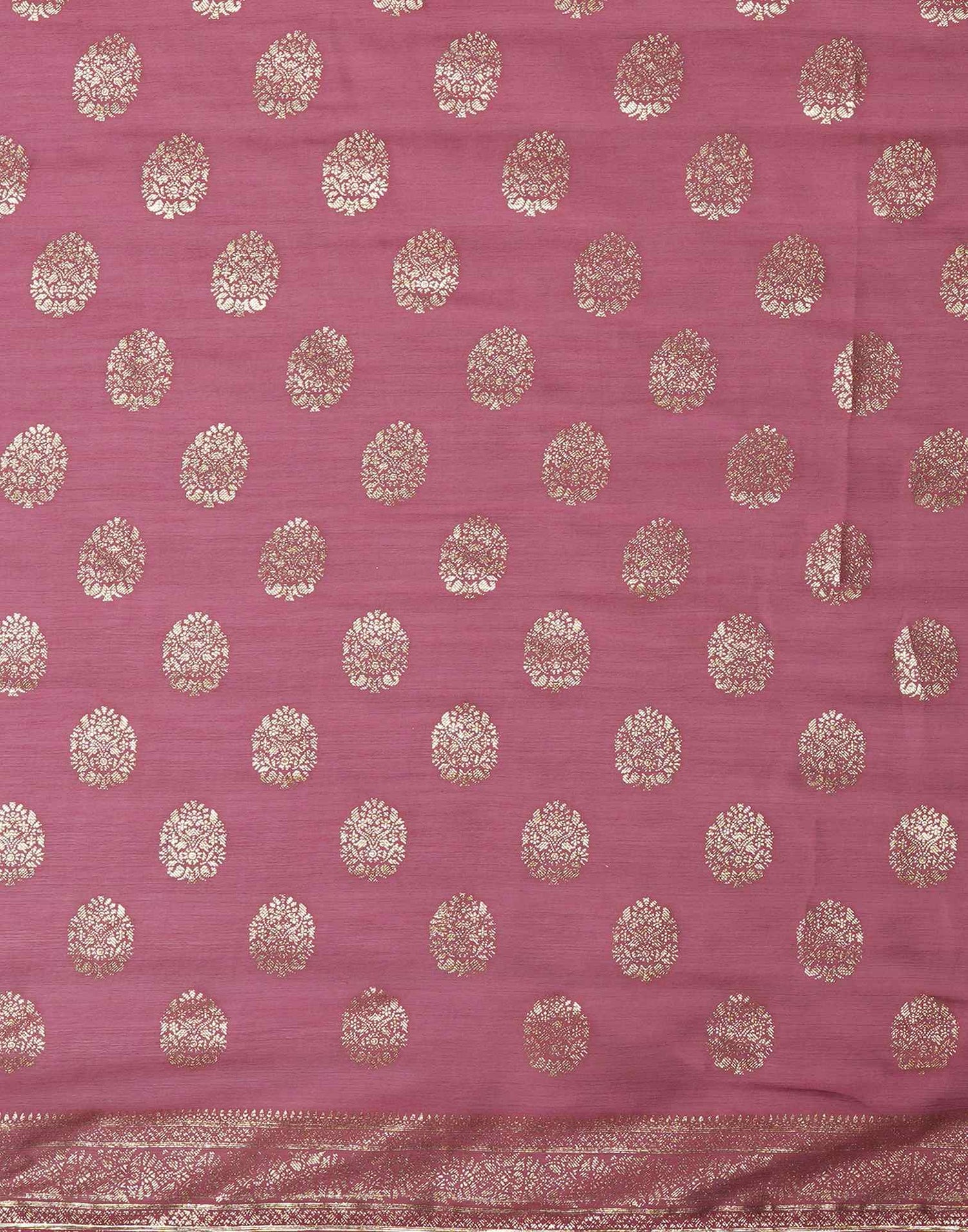 Dark Mauve Chinnon Foil Printed Saree