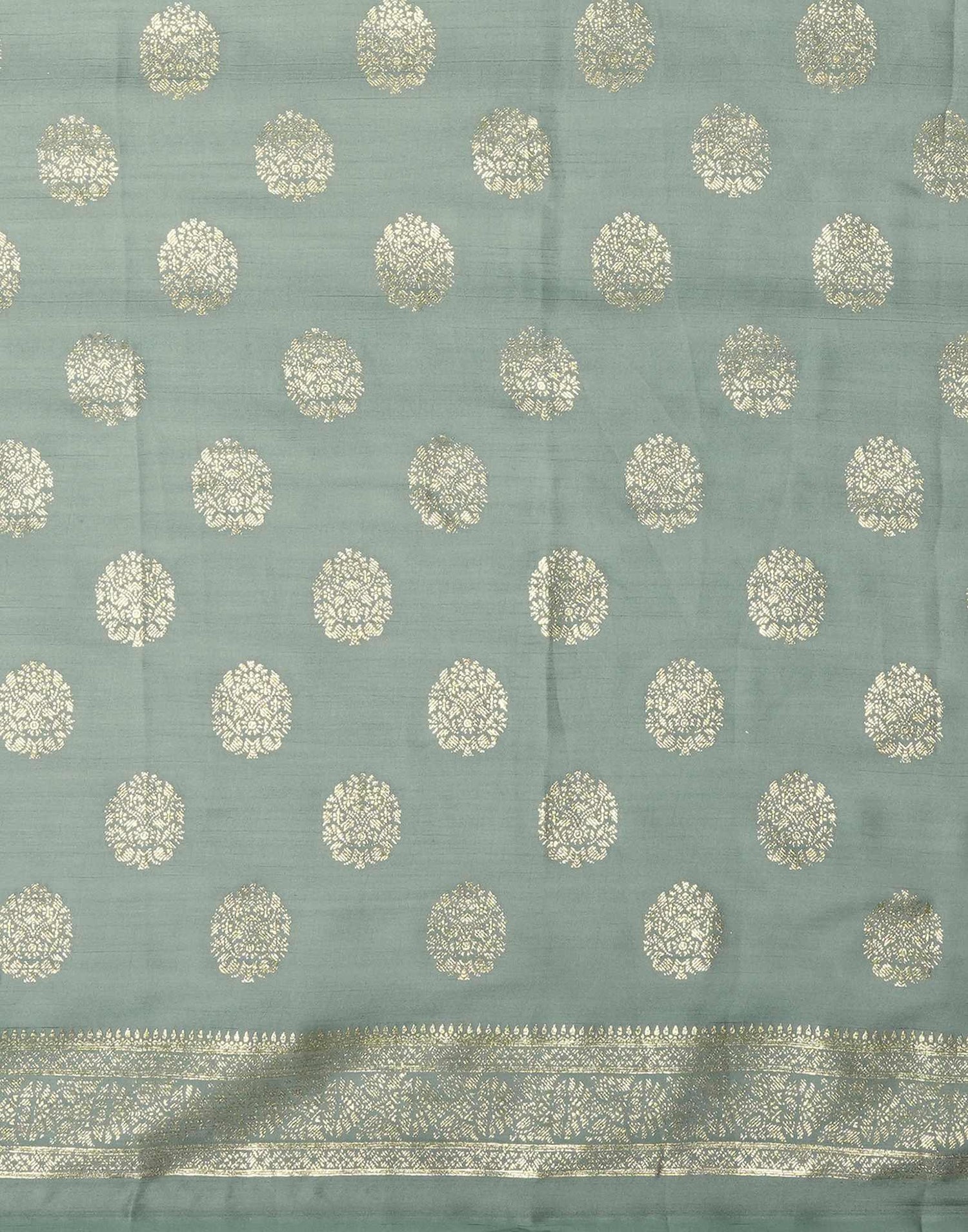Moss Green Chinnon Foil Printed Saree