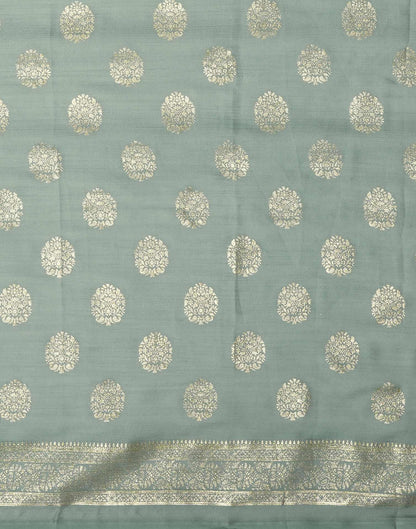 Moss Green Chinnon Foil Printed Saree