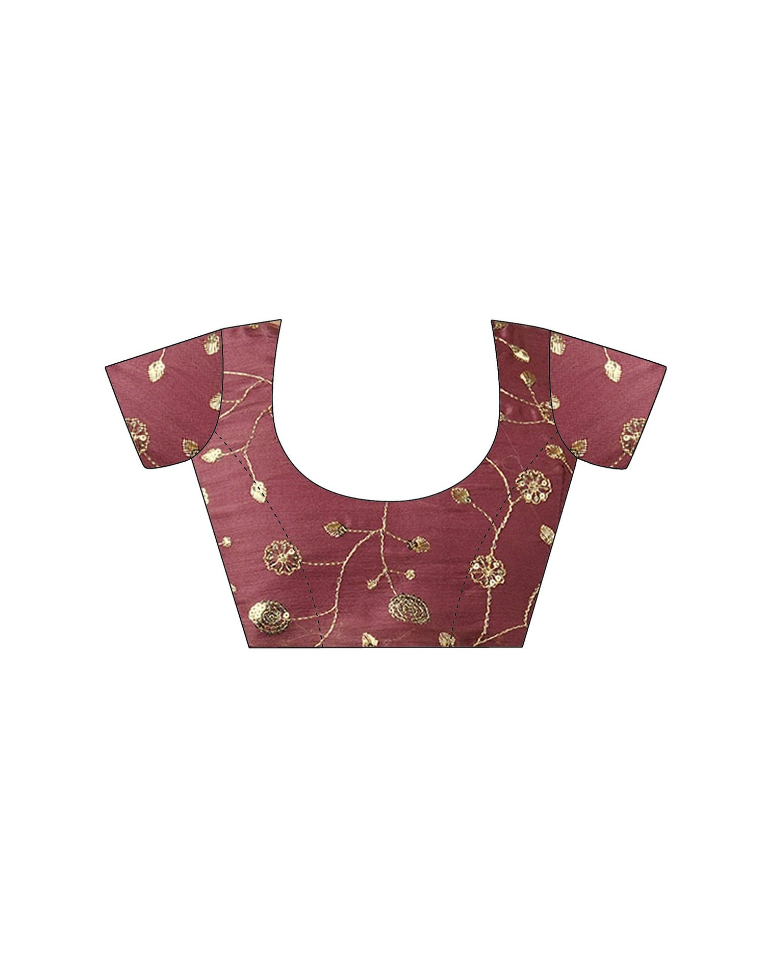 Reddish Brown Chinnon Foil Printed Saree