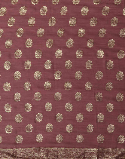 Reddish Brown Chinnon Foil Printed Saree