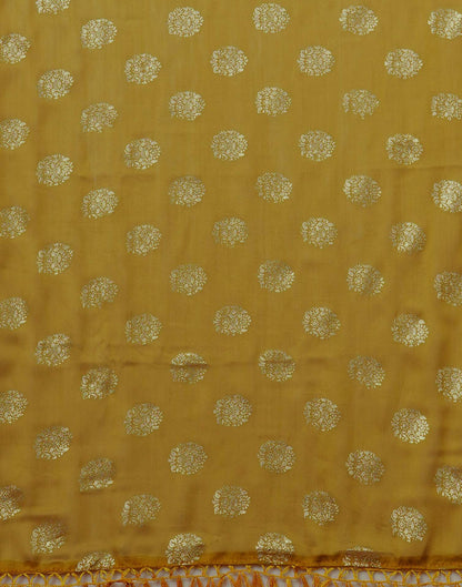 Mustard Chinnon Foil Printed Saree