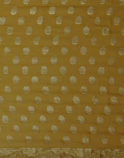 Mustard Chinnon Foil Printed Saree