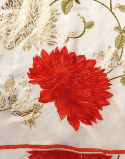 Off White Silk Foil Printed Saree
