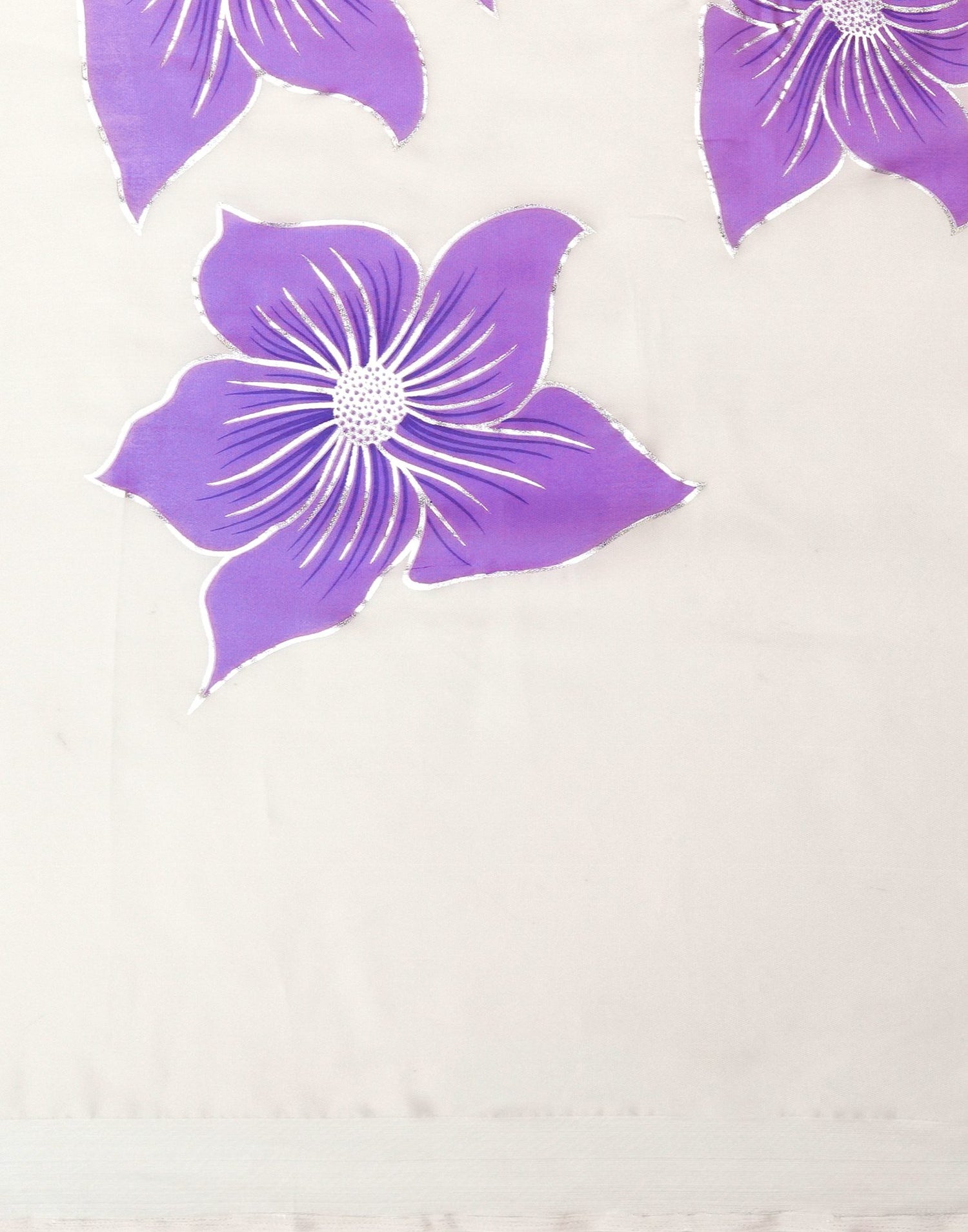 Off White Silk Floral Foil Printed Saree