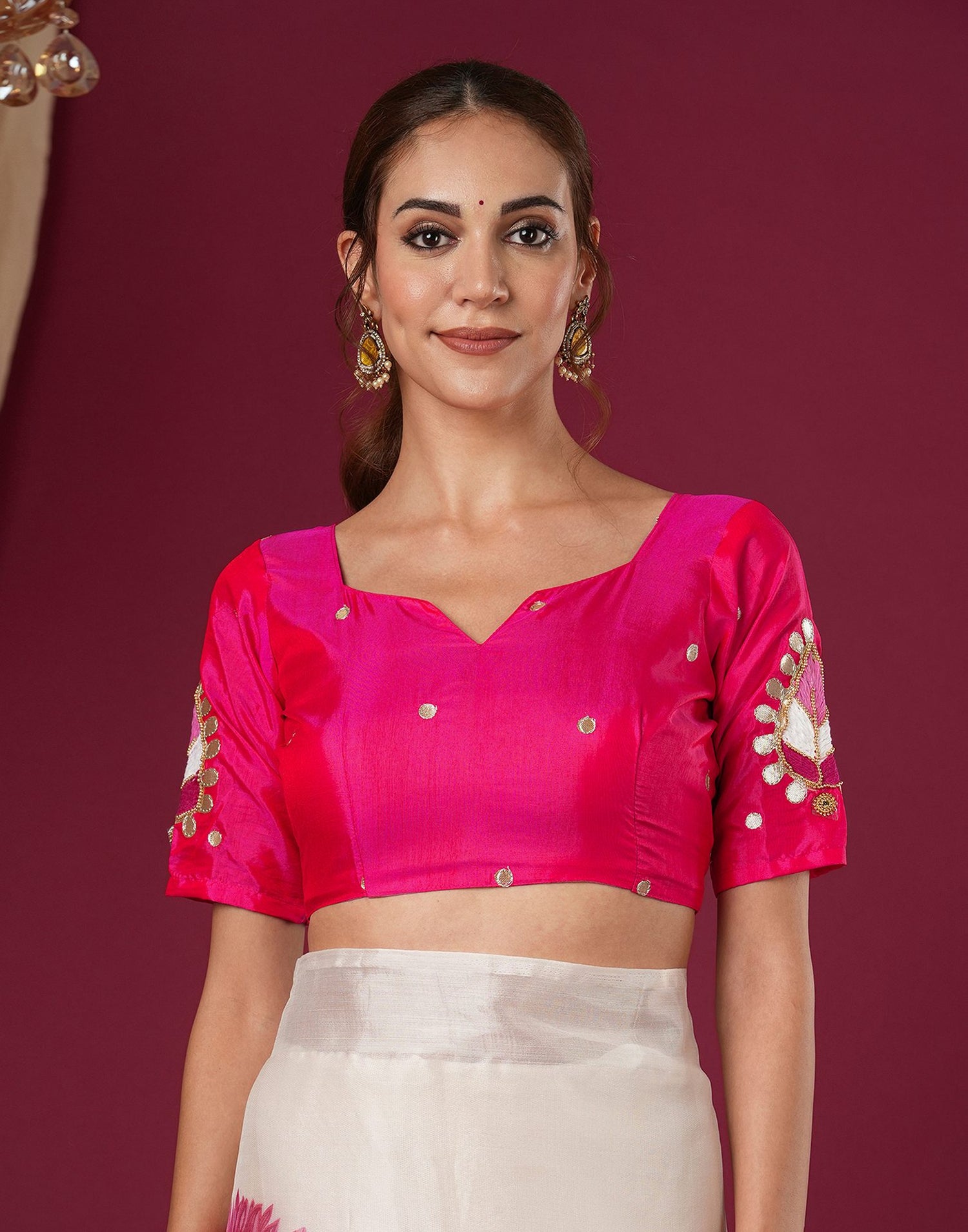 Off White Silk Foil Printed Saree
