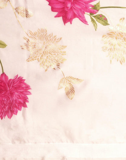 Off White Silk Foil Printed Saree
