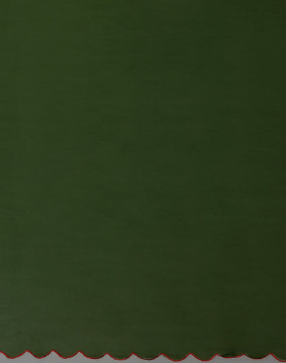 Olive Green Georgette Dyed Plain Saree