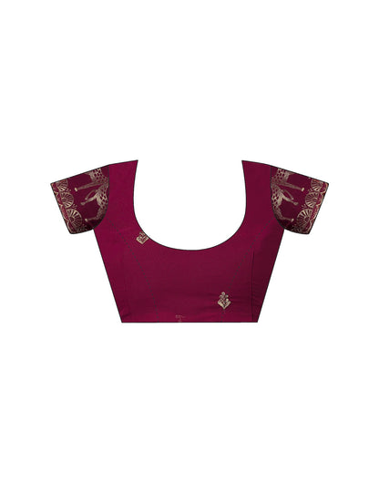 Rani Pink Georgette Dyed Plain Saree